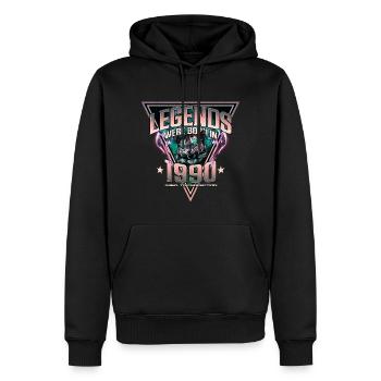 Legenden wurden 1990 geboren - Männer Premium Bio Hoodie - Schwarz - Vorne - Nico (187cm)