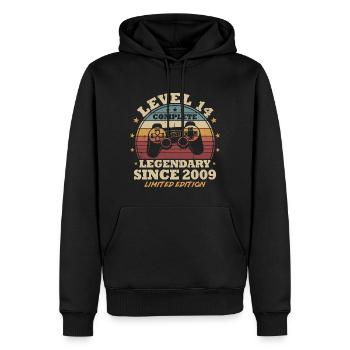 Level 14 Freigeschaltet 14 Jahre Geburtstag Gamer - Männer Premium Bio Hoodie - Schwarz - Vorne - Nico (187cm)