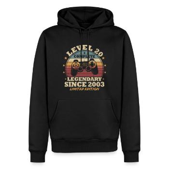 Level 20 Freigeschaltet 20 Jahre Geburtstag Gamer - Männer Premium Bio Hoodie - Schwarz - Vorne - Nico (187cm)