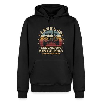 Niveau 40 Débloqué 40 ans Birthday Gamer - Sweat à capuche Premium bio Homme - noir - Devant - Nico (187cm)