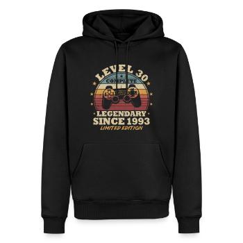 Niveau 30 débloqué 30 ans Birthday Gamer - Sweat à capuche Premium bio Homme - noir - Devant - Nico (187cm)
