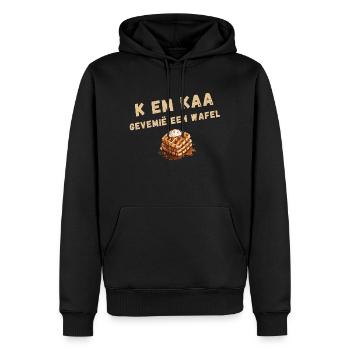 K EM KAA, GEVEMIË A WAFFLE. Chemise en dialecte anversois - Sweat à capuche Premium bio Homme - noir - Devant - Nico (187cm)