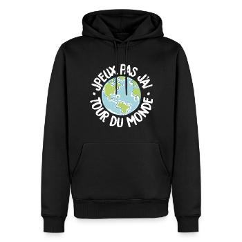 J'peux pas j'ai tour du monde - Sweat à capuche Premium bio Homme - noir - Devant - Nico (187cm)