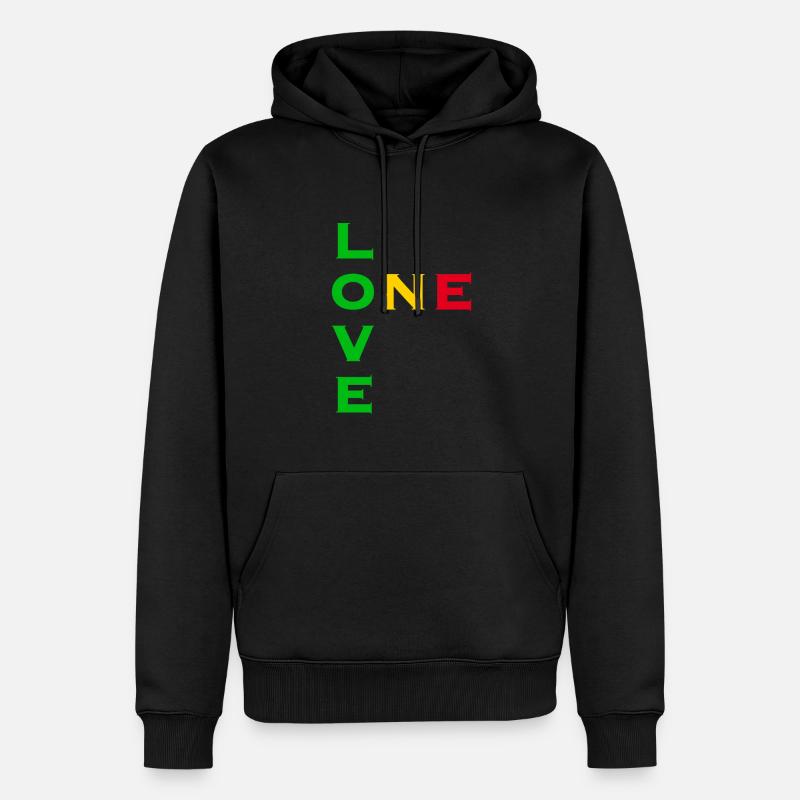 One love - vert jaune rouge - Sweat à capuche Premium bio Homme - noir