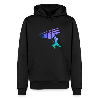 Silhouette skizzenhafter Klettersteiger - Männer Premium Bio Hoodie - Schwarz - Vorne - Nico (187cm)