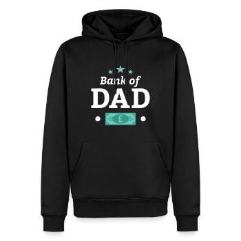 Bank von Dad - Männer Premium Bio Hoodie - Schwarz - Vorne - Nico (187cm)