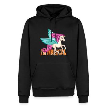 Unicorn "I'm magical", cute unicorn with saying - Men’s Premium Organic Hoodie - black - Front - Nico (187cm)