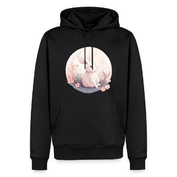 Rabbit Bunny Cute Art - Men’s Premium Organic Hoodie - black - Front - Nico (187cm)