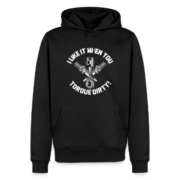 Ich mag es, wenn du schmutzig drehst - Männer Premium Bio Hoodie - Schwarz - Vorne - Nico (187cm)