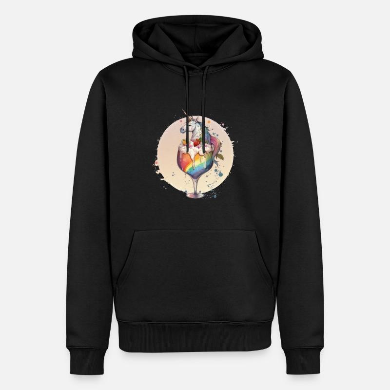 Licorne dans un verre à cocktail - Sweat à capuche Premium bio Homme - noir