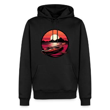 Kajak Sunset Mountains - Männer Premium Bio Hoodie - Schwarz - Vorne - Nico (187cm)