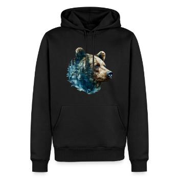 Bär - Männer Premium Bio Hoodie - Schwarz - Vorne - Nico (187cm)