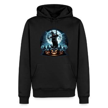 Joyeux Halloween, chat effrayé - Sweat à capuche Premium bio Homme - noir - Devant - Nico (187cm)