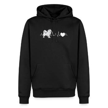 Samoyed Heartbeat chien de traîneau Samoyed - Sweat à capuche Premium bio Homme - noir - Devant - Nico (187cm)