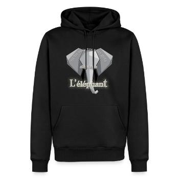 L'éléphant - Sweat à capuche Premium bio Homme - noir - Devant - Nico (187cm)