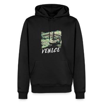Die Rialtobrücke in Venedig: Charmante Illustration - Männer Premium Bio Hoodie - Schwarz - Vorne - Nico (187cm)
