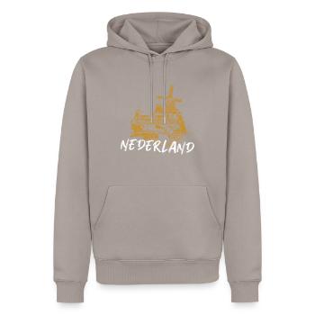 Illustration moulins à vent typiques aux Pays-Bas - Sweat à capuche Premium bio Homme - taupe - Devant - Nico (187cm)