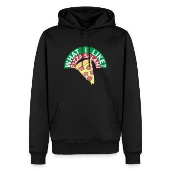 Pizza Salami: Mein Lieblingsessen! - Männer Premium Bio Hoodie - Schwarz - Vorne - Nico (187cm)