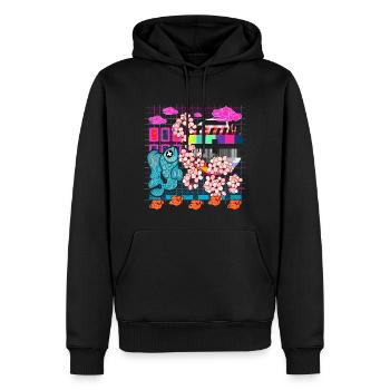 cool japanischer Style Streetwear Vaporwave retro - Männer Premium Bio Hoodie - Schwarz - Vorne - Nico (187cm)