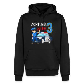 3. Geburtstag Polizei Auto 3 Jahre alt Polizist - Männer Premium Bio Hoodie - Schwarz - Vorne - Nico (187cm)