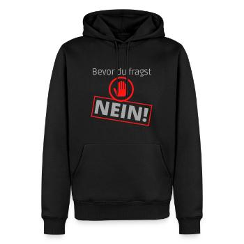 Bevor du fragst Nein ! - Männer Premium Bio Hoodie - Schwarz - Vorne - Nico (187cm)