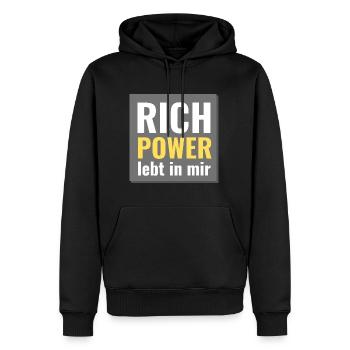 rich power lebt in mir - Männer Premium Bio Hoodie - Schwarz - Vorne - Nico (187cm)
