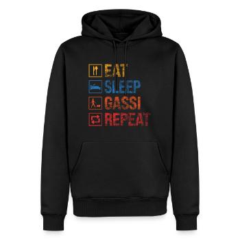 Eat Sleep Gassi Repeat - Männer Premium Bio Hoodie - Schwarz - Vorne - Nico (187cm)