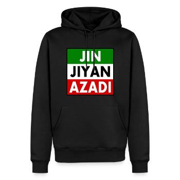 jin jiyan azadi - Sweat à capuche Premium bio Homme - noir - Devant - Nico (187cm)
