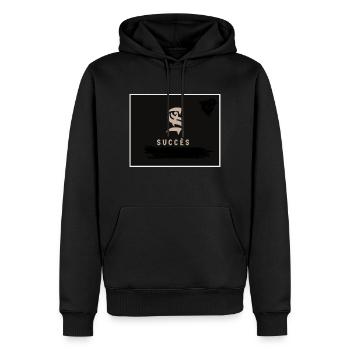succès - Sweat à capuche Premium bio Homme - noir - Devant - Nico (187cm)