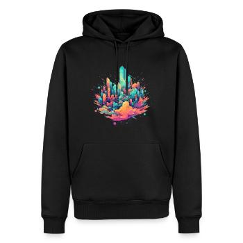 colorful skyline - Männer Premium Bio Hoodie - Schwarz - Vorne - Nico (187cm)