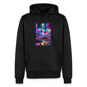 psychedelic glitch of pixels - Sweat à capuche Premium bio Homme - noir - Devant - Nico (187cm)