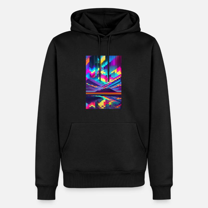 Psychedelischer Glitch von Pixeln - Männer Premium Bio Hoodie - Schwarz