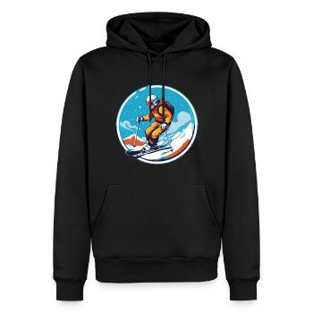 Snowboard ou ski puis après-ski - Sweat à capuche Premium bio Homme - noir - Devant - Nico (187cm)