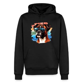 Bunter Boxerhund mit Sonnenbrille - Männer Premium Bio Hoodie - Schwarz - Vorne - Nico (187cm)