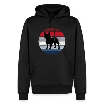 Bouledogue Chien De Race Française Retro Animal - Sweat à capuche Premium bio Homme - noir - Devant - Nico (187cm)