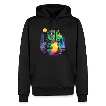 Cool crocodile in the city - Men’s Premium Organic Hoodie - black - Front - Nico (187cm)