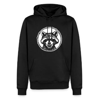 Raton laveur - Sweat à capuche Premium bio Homme - noir - Devant - Nico (187cm)