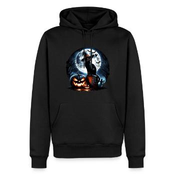 Joyeux Halloween, chat effrayé - Sweat à capuche Premium bio Homme - noir - Devant - Nico (187cm)