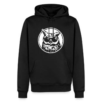 Owl - Men’s Premium Organic Hoodie - black - Front - Nico (187cm)