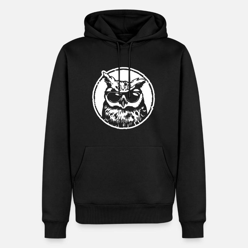 Eule - Männer Premium Bio Hoodie - Schwarz