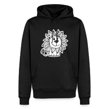 Lion Tête de Lion - Sweat à capuche Premium bio Homme - noir - Devant - Nico (187cm)