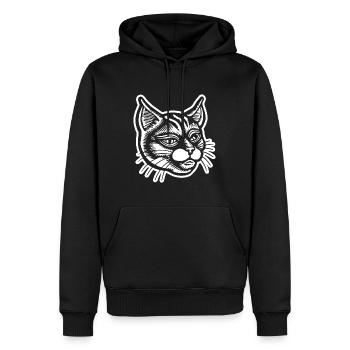 Katze Katzen Katzengesicht - Männer Premium Bio Hoodie - Schwarz - Vorne - Nico (187cm)