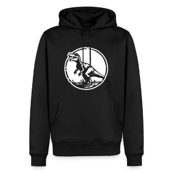 Dinosaure Dino - Sweat à capuche Premium bio Homme - noir - Devant - Nico (187cm)