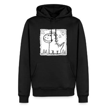 Dinosaure Dino - Sweat à capuche Premium bio Homme - noir - Devant - Nico (187cm)