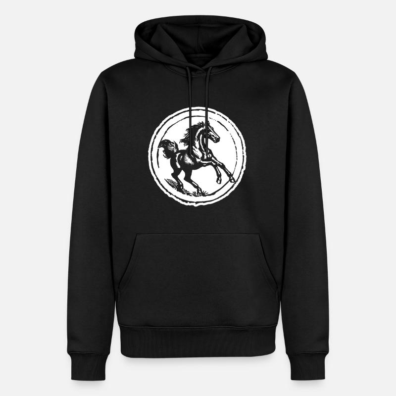 Cheval Chevaux Équitation Cavalier - Sweat à capuche Premium bio Homme - noir