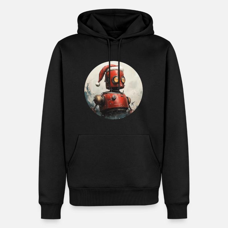 Roboter Weihnachtsmann - Männer Premium Bio Hoodie - Schwarz