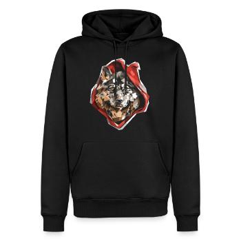 Tierrot Ridin Wolf Pun Grafik Design - Männer Premium Bio Hoodie - Schwarz - Vorne - Nico (187cm)