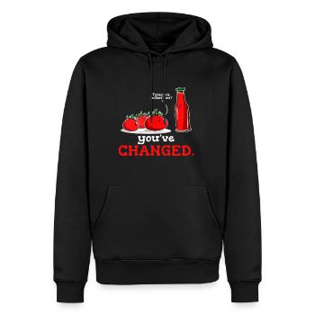 Tomate Ketchup Lustiges Tomayra Grafikdesign - Männer Premium Bio Hoodie - Schwarz - Vorne - Nico (187cm)