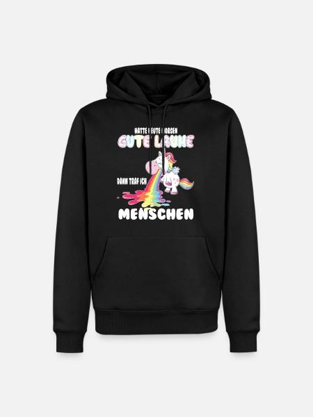 Gute Laune Einhorn Shirt - Männer Premium Bio Hoodie - Schwarz