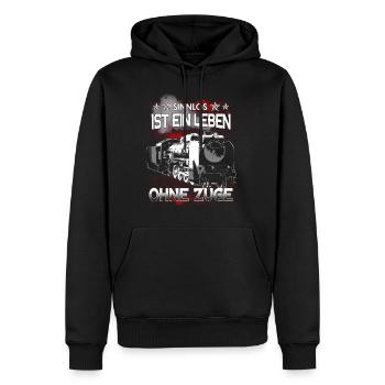 Eisenbahn - Sinnlos ist ein Leben ohne Züge - Männer Premium Bio Hoodie - Schwarz - Vorne - Nico (187cm)